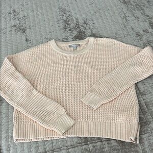 Banana republic Pale Pink Waffle-Knit Crewneck Sweater